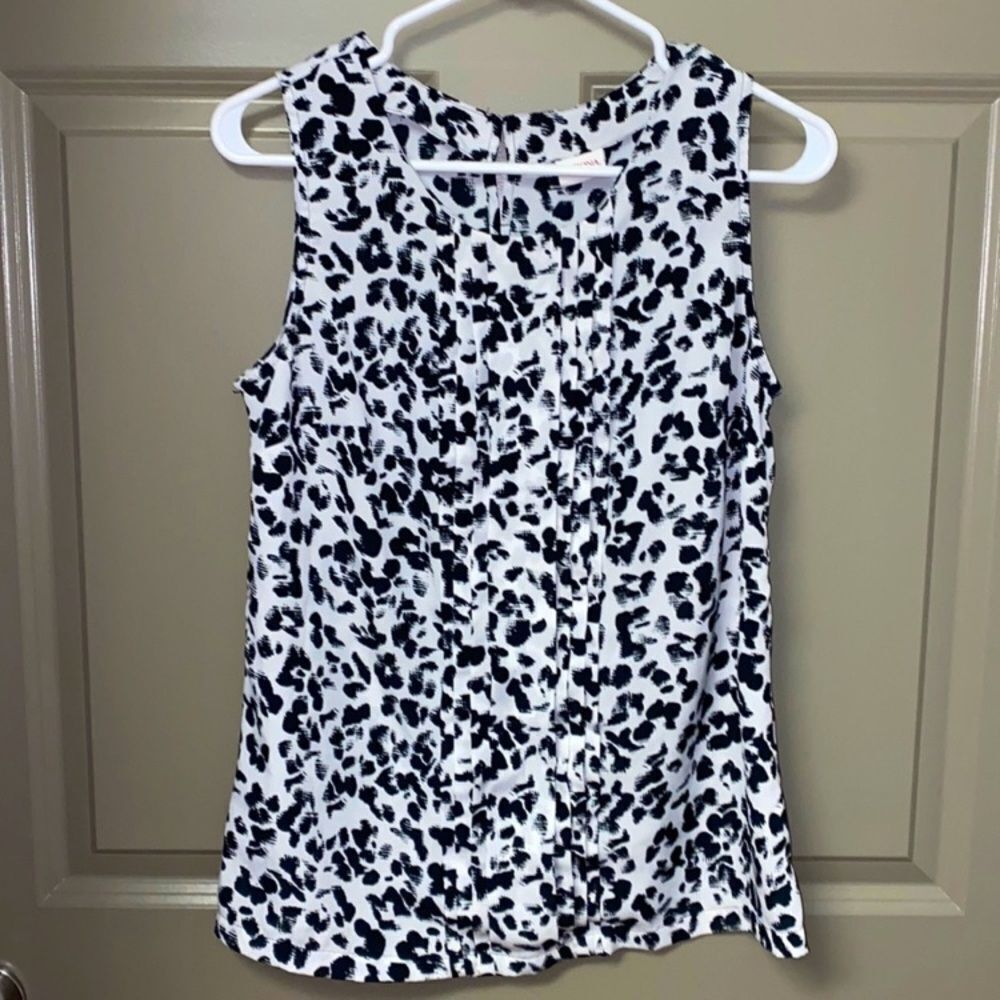 Merona Black and White Sleeveless Blouse medium